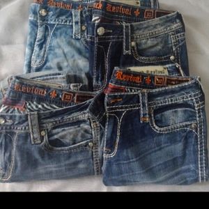 SOLD Rock revival denim pants shorts capris